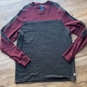 Men's Two-Tone Long Sleeve Shirt - maroon and Gray